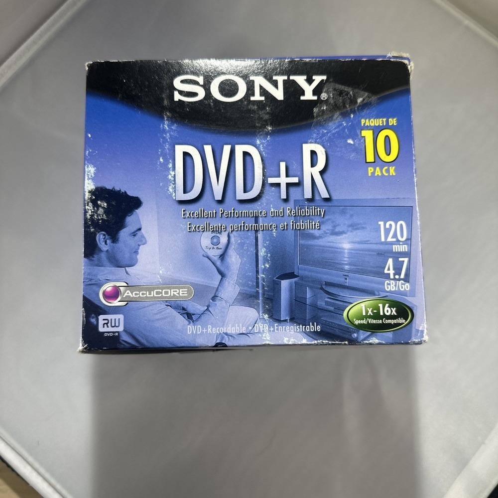 Sony DVD + R 10 Pack Recordable Discs 120 min 4.7 GB Blank New Sealed